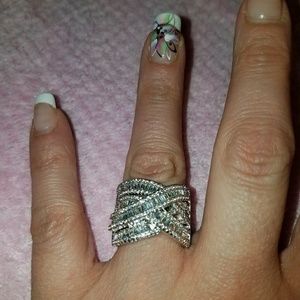 Sterling silver white sapphire ring